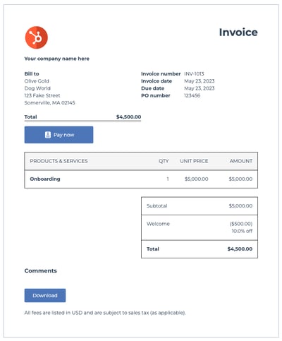 hubspot-invoice