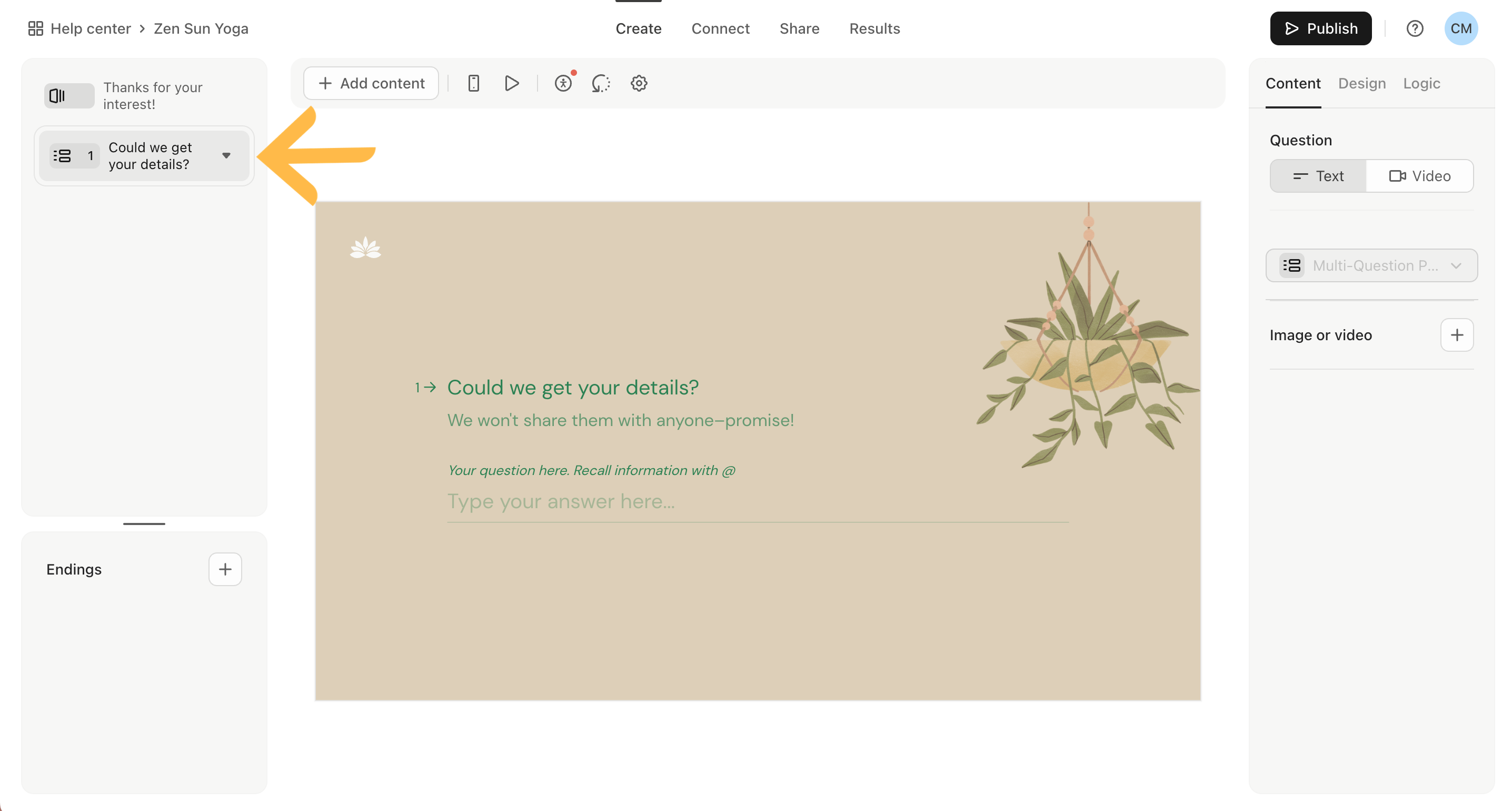 example of typeform editor