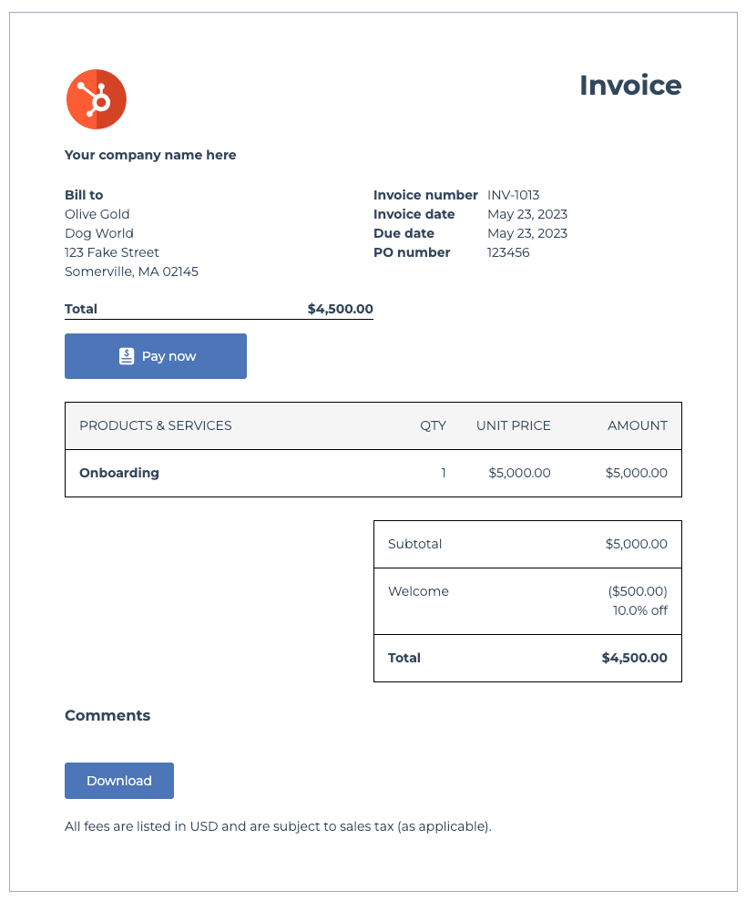 hubspot-invoice