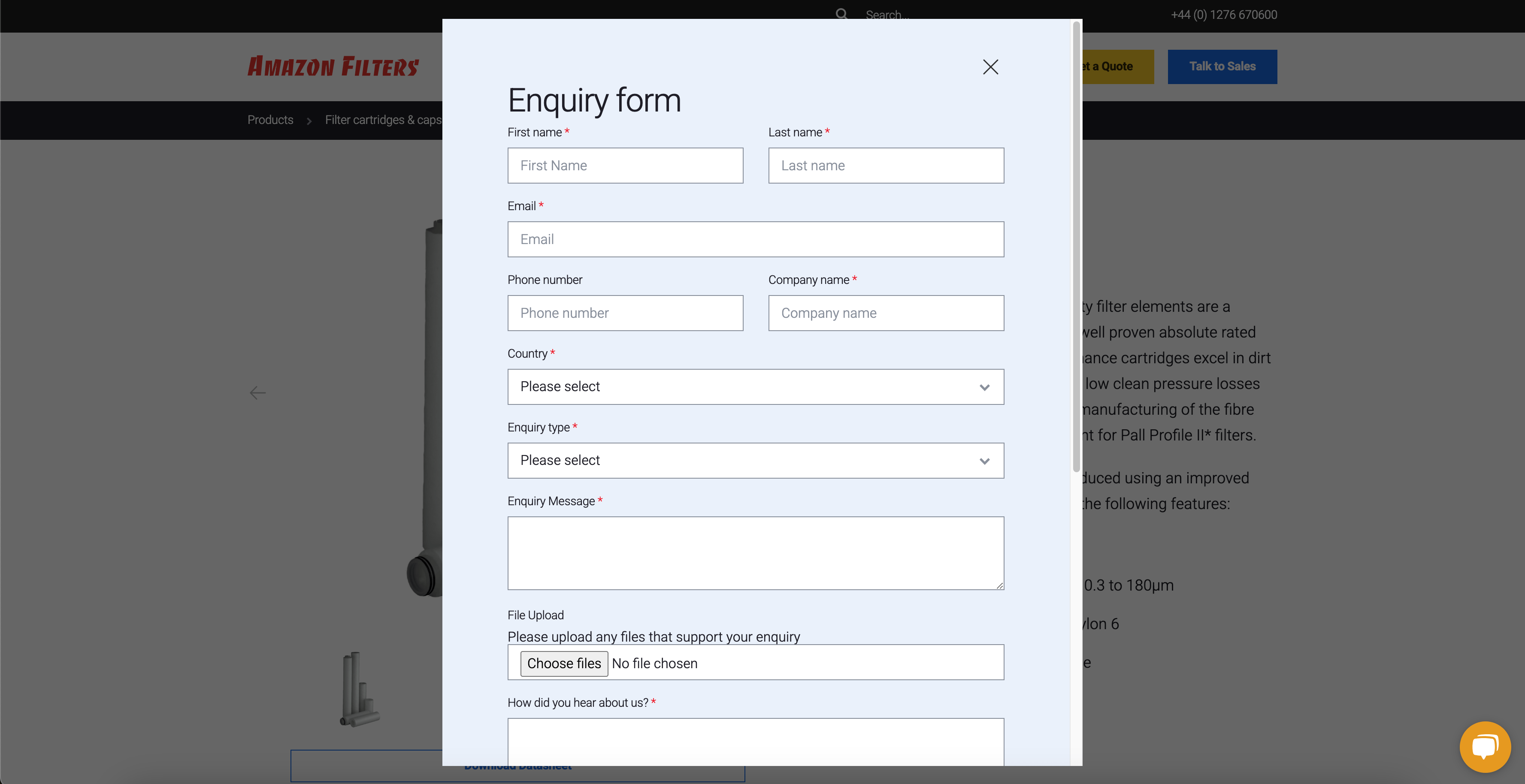 amazin filters enquire overlay