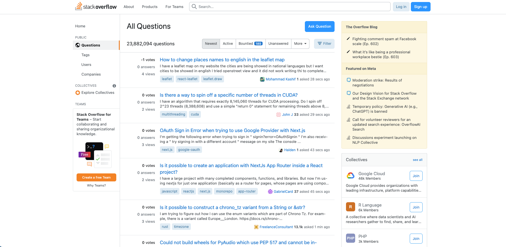 Stack Overflow's community forum website design