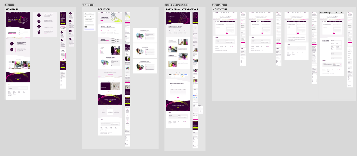 A series of web page designs